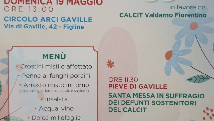 Pranzo di Maggio a Gaville per il Calcit